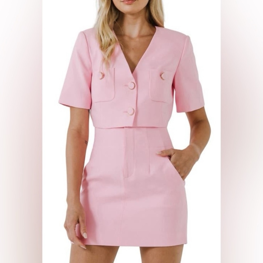 Endless Rose Pink Crop Blazer Set NWOT